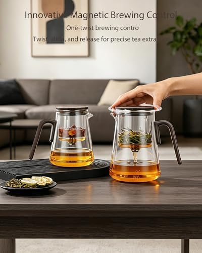 ZENS Magic Teapot with Infuser and Magnetic Lid for Loose Tea Maker, 34oz