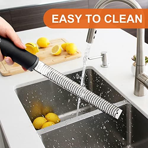 Kaishun Stainless Steel Zester Grater for Lemon, Lime & Cheese, Black