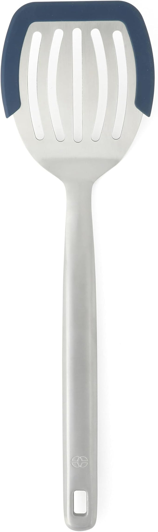 Calphalon Prime Stainless Steel Slotted Turner W/Navy Blue Silicone Rim