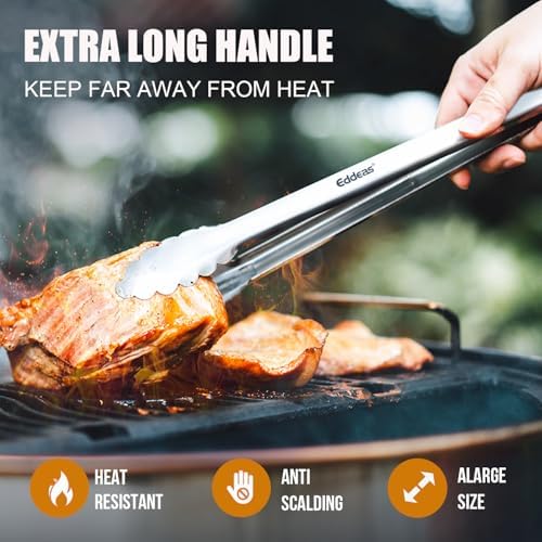 Grill Tongs UP TO 600°F Metal BBQ Tongs For Cooking 2PCS 12" 17 INCH