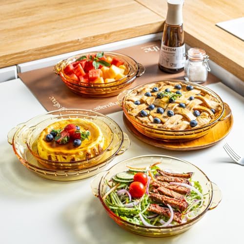 Glass Pie Pan for Baking, Round Glass Baking Dish (Amber 6PCS)