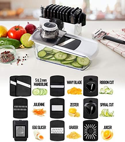 Fullstar Pro Mandoline Vegetable Slicer, Grater & Spiralizer with Container
