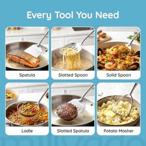 Millvado Stainless Steel Cooking Spatula,15 Inch Metal Turner, Kitchen Slotted Flipper For Grills, Camping BBQ’s, Frying Pancakes, Burgers, Large Cookware For the Professional Chef