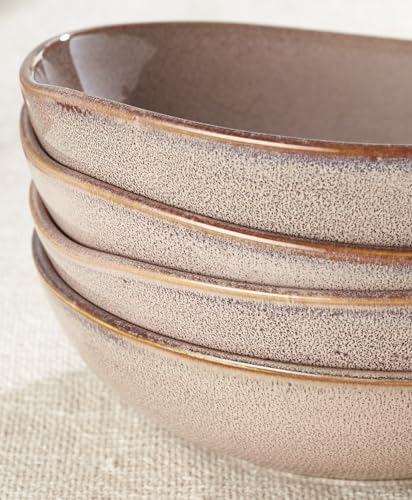 Oneida Organic Shades Clay Stoneware Pasta Bowl Set for 4, 34.5oz