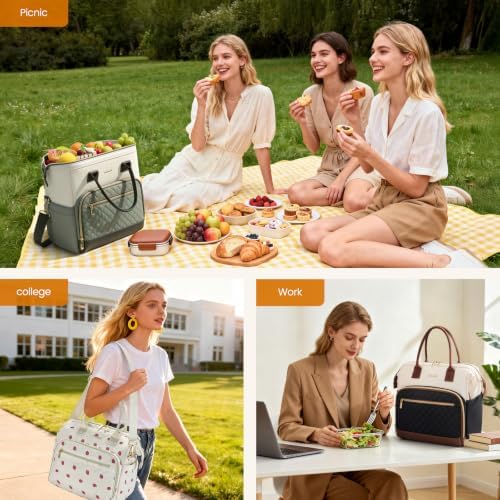 LOVEVOOK Lunch Bag Women, Insulated Lunch Box for Women with Cup Holder