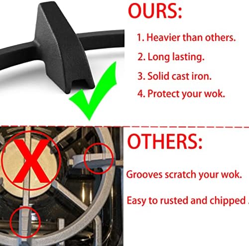 Charbrofire Wok Ring, Replacement Parts Cast Iron Wok Support Ring for Gas Stove Burner Grate Samsung, GE, Kitchenaid, LG, Whirlpool, Frigidaire, Kenmore Etc Gas Stove Stand Rack Accessories