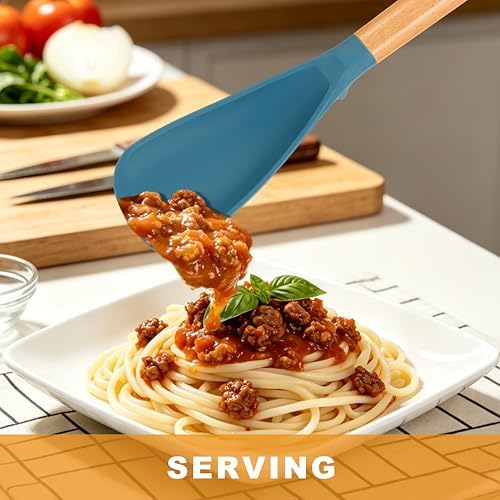 2 Pack Silicone Cooking Spoon for Nonstick Cookware, Silicone Spatula Spoon