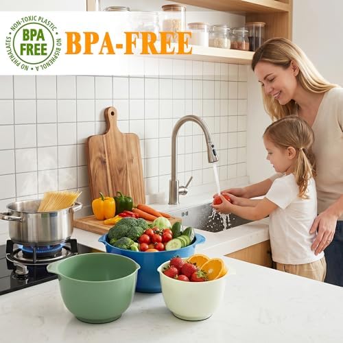 BoxedHome Classic Mixing Bowls Set of 4, BPA Free Plastic, Microwave Safe