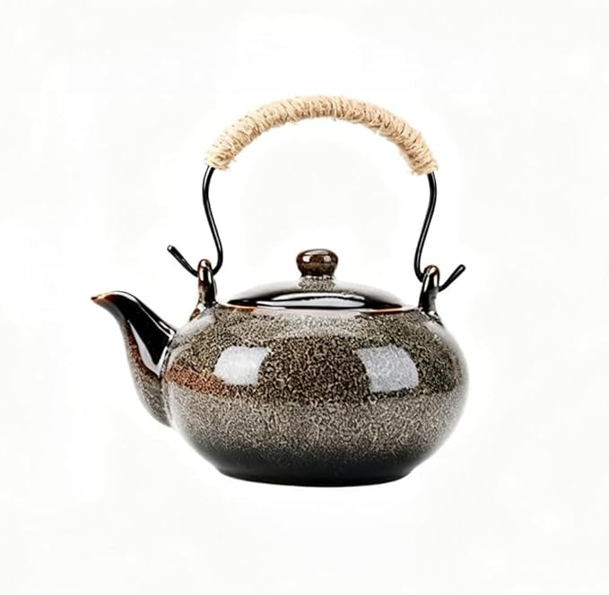 Japanese Teapot with Infuser Ceramic Tea Pot with Removable Stainless Steel Fliter for Loose Tea 25 OZ / 750ml Teapots for Tea Coffee Milk Herbal tea for Office Home Men Women as Gift,Grey