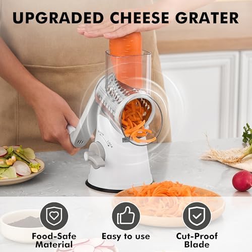 GDL Cheese Grater Hand Crank, Rotary Cheese shredder, Vegetable Slicer