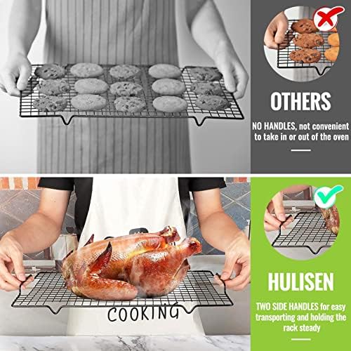 HULISEN Cooling Rack 2-Pack, 16 x 10 Inch Nonstick Baking Rack with Handles