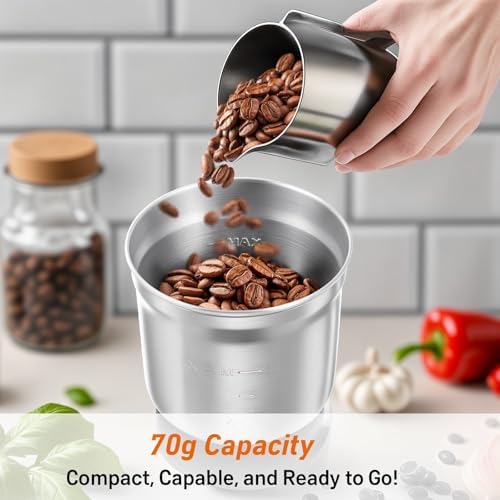 Secura Electric Coffee and Spice Grinder, 1 Removable Bowls, Stainless