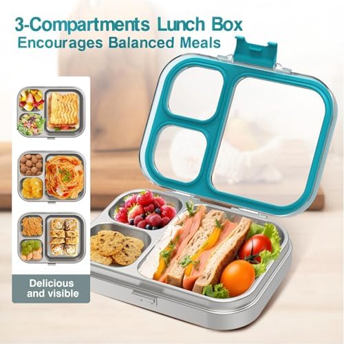 HOMEKOL Stainless Steel Bento Lunch Box, Blue, 3.3Cups