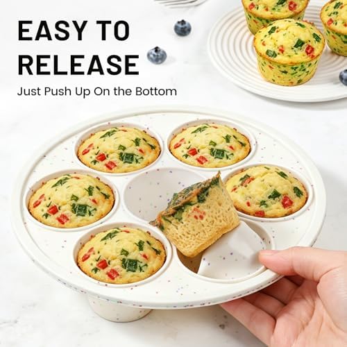 Vinino Silicone Air Fryer Muffin Pan with Reinforced Frame, Egg Bite Mold
