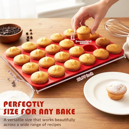 HKNMTT Mini Silicone Muffin Pans for Baking 24Cups BPA-Free Egg Bites Molds