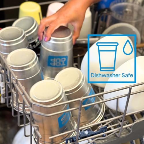 Top Cup Bulk Aluminum Party Cups, Blue Logo, 16oz, 600 Count