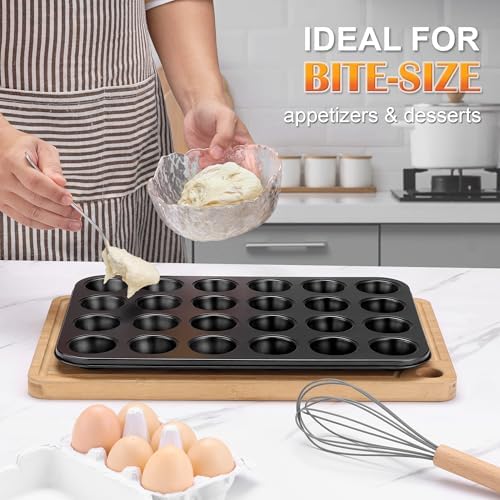 E-far 24-Cup Mini Muffin Pan, 4-Pack Nonstick Carbon Steel Cupcake Pans