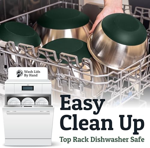 Priority Chef Premium Mixing Bowls With Airtight Lids Set, Thicker Stainless Steel Mixing Bowl Set, Large Prep Metal Bowls with Lids, Nesting Bowls for Kitchen, 1.5/2/3/4/5 Qrt, Green