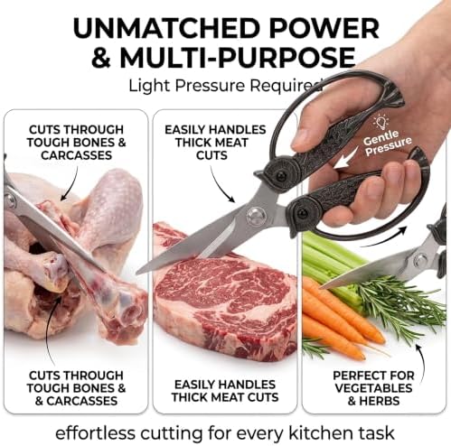 XSNBRD Kitchen Shears Sharp, Black Gun Stainless Steel Owl Scissors.