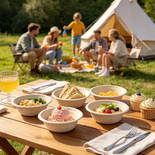 Dynta 380 Pack 12 oz Compostable Paper Bowls, Small Disposable Bowls