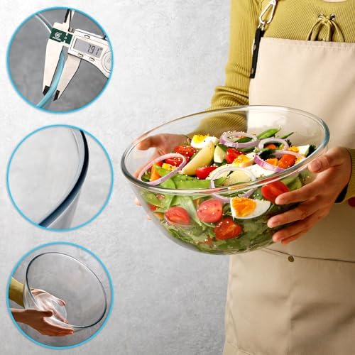 NUTRIUPS 4.5QT Large Glass Mixing Bowl, Big Clear Salad Bowls