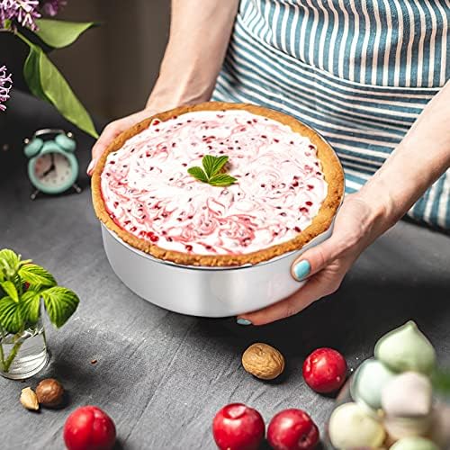 TeamFar 8 Inch Cake Pan, 8” x 3” Stainless Steel Round Baking Pan Set of 2