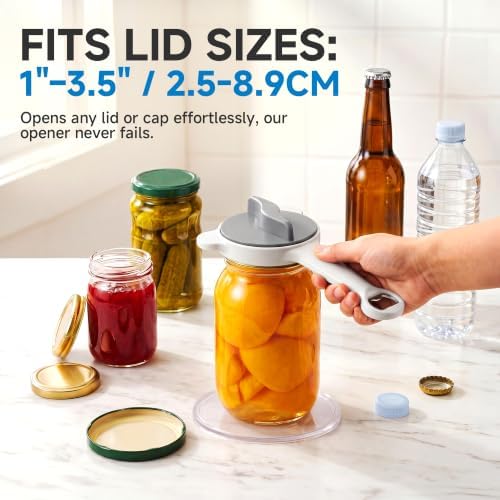 2026 Upgraded 4-in-1 Jar Opener - Adjustable Stainless Steel Lid Remover for Seniors & Arthritis Sufferers, Fits Kitchen Jars, Bottles & Cans Grey