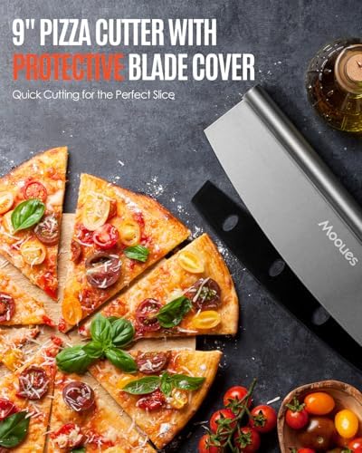 Mooues Pizza Peel Aluminum 9 inch Pizza Spatula with Rocker Cutter