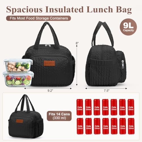 DALINDA Lunch Box Lunch Bag for Women Men, Insulated Lunch Bags, Reusable Bubble Crinkle Cute Lunchbox Lunchbag Small Cooler Tote Bag for Work, Travel, Picnic, Camping