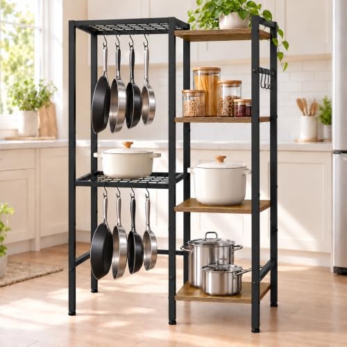 Pot and Pan Organizer Rack, Multi-Tier Bakers Rack, Kitchen Storage Shelf