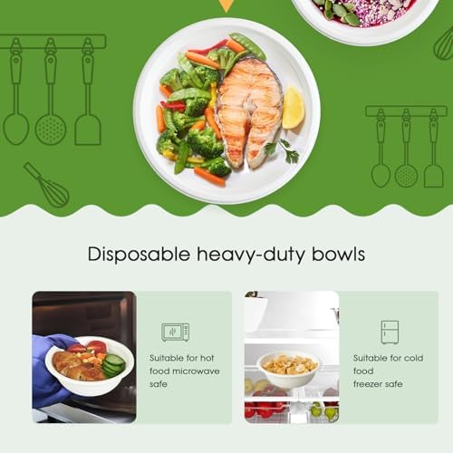 ECOLipak 500 Pack 12 oz Paper Bowls Disposable, Compostable Bowls, White