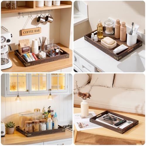 Wood Serving Tray - 17In Large Serving Tray with Handles | Decorative Tray