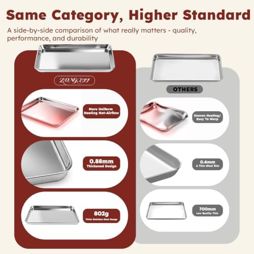 𝟒𝟏%𝟎𝐟𝐟 Baking Sheet Set of 3: Stainless Steel Cookie Sheets for Baking