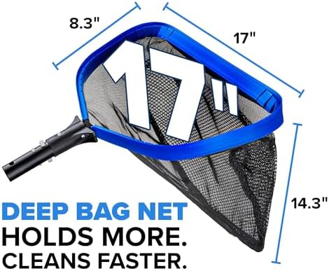 Aluminum Frame Pool Net Rake // Heavy Duty Deep Bag Pool Nets for Leaves
