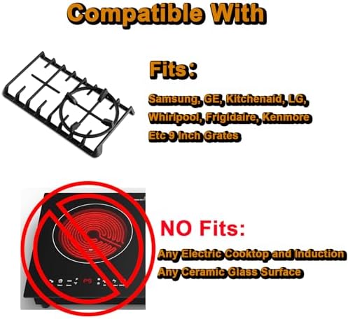 Wok Ring, Replacement Parts for Gas Stove Burner Grates Cast Iron Stove Top Grates Support Ring Universal Non-Slip 9 Inch Samsung GE Whirlpool Kitchenaid LG Range Base Wok Burner Ring