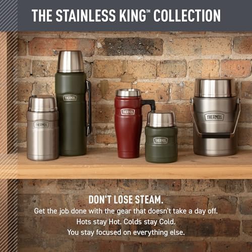 THERMOS Stainless King Travel Mug with Handle, 16oz, Army Green