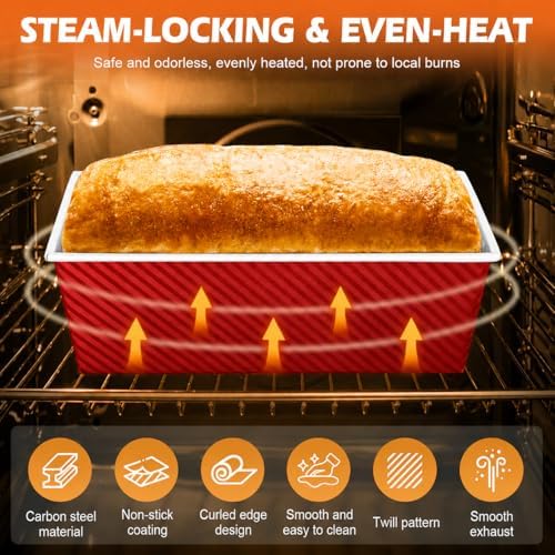 Bread Loaf Pan with Lid-2Pack, 2.2LB & 1LB
