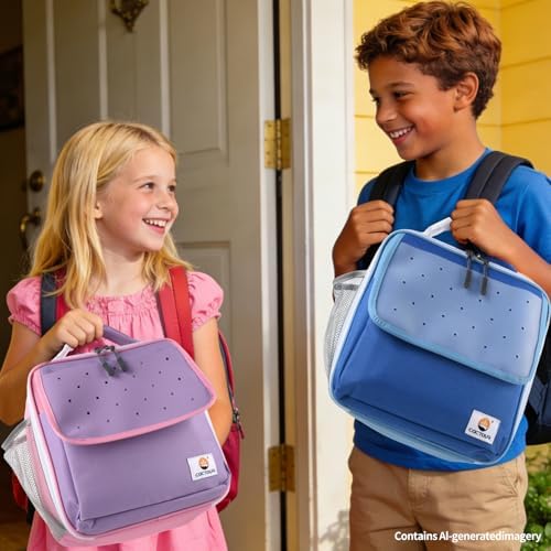 CaCTOUR Lunch Box Kids,Fun Color Lunch Box for Boys,Large Soft Cooler Lunch Bag for Kids,Back to School Thermal Insulated Lunch Tote Bag for School Daycare Outdoor (Dark Blue)