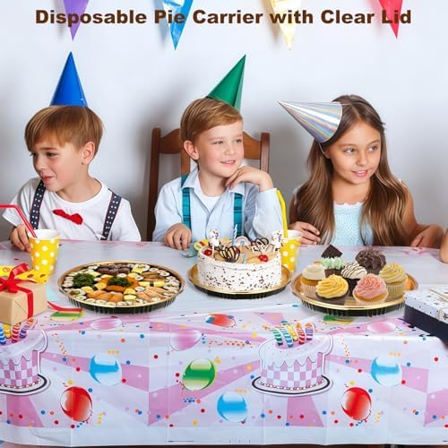 12 Pcs 9.8" Disposable Pie Containers with Clear Lids, 2.4" H