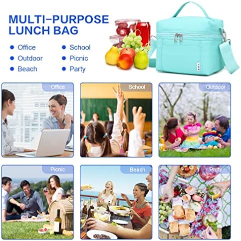 NOL Insulated Lunch Bags for Women Cooler Bag Lightweight Nylon Waterproof Lunch Box for Work Cyan Small 4L