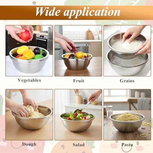 304 Stainless Steel Colander and Strainer, 5QT Large Capacity with Mixing Bowl, Micropore for Washing Rice, Vegetables, Fruit, Grain, Bean, and Draining Cooked Pasta, Dishwasher Safe