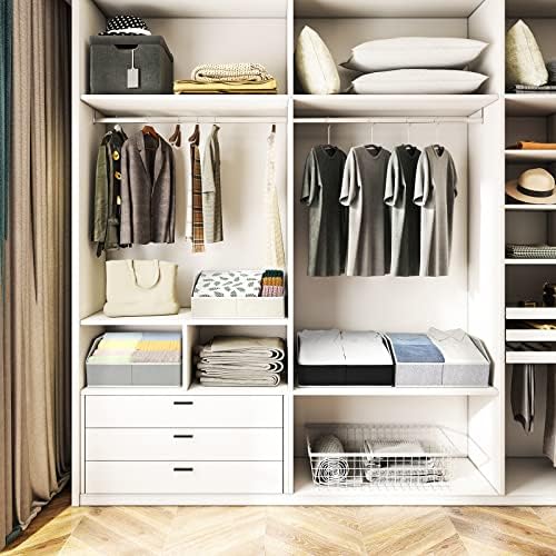 Homsorout Large Storage Bins Baskets - 6 Pack Closet Storage Cubes, Fabric Baskets for Organizing, Cube Organizer Bins with Handles, Foldable Boxes for Clothes, Towels, Grey
