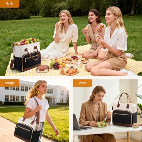 LOVEVOOK Lunch Bag Women, Insulated Lunch Box for Women with Cup Holder