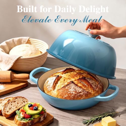 Umite Chef 6QT Enameled Cast Iron Dutch Oven Bread Baking Gift Set