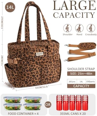 Bagstellar Corduroy Lunch Box for Women Insulated Lunch Bag Cooler Tote Bag