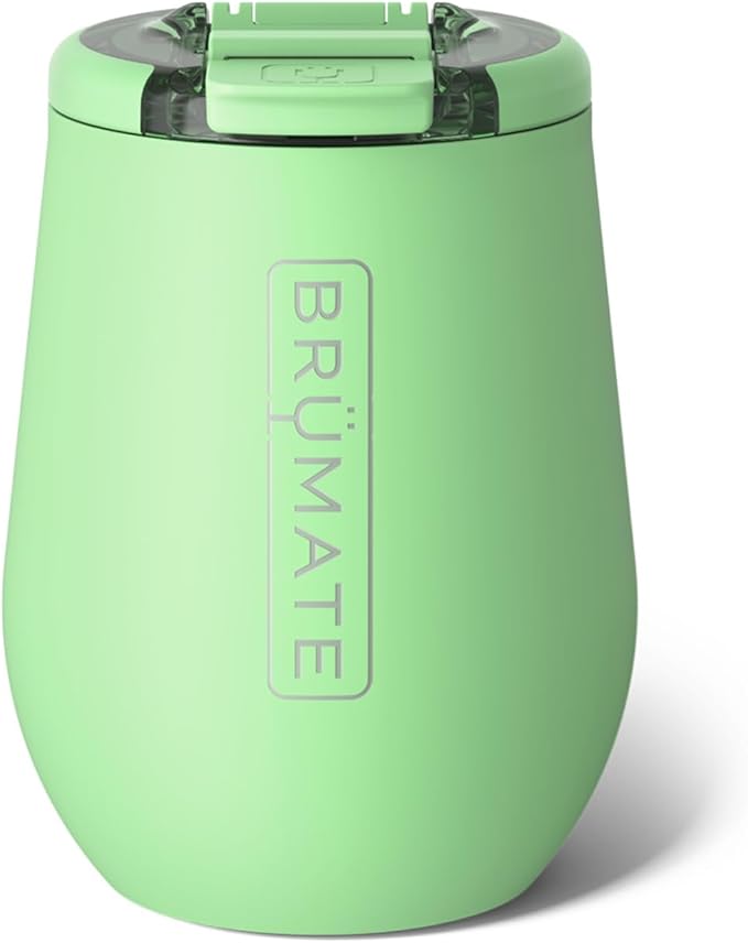 BrüMate Uncork'd 14oz 100% Leakproof Insulated Wine Tumbler | Locking Lid | Insulated Stainless Steel Wine Glass | Perfect For Travel & Outdoors | BPA-Free (Kiwi)