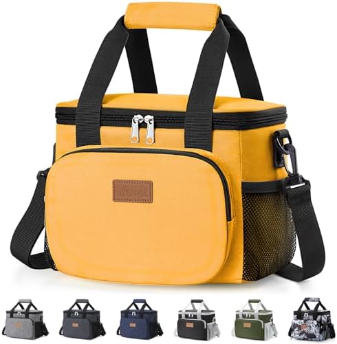 Lifewit Medium Lunch Bag, Insulated Lunch Box, Soft Cooler Cooling Tote for Adult Men Women, Orange 12-Can (9L)