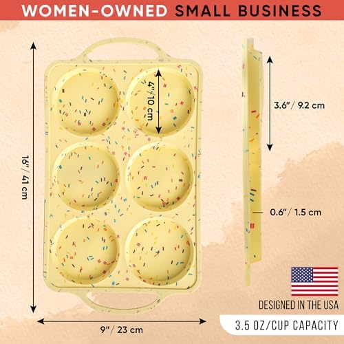BAKE BOSS Jumbo Top Silicone Muffin Pans for Baking, 4 Inch Silicone Jumbo Muffin Pan 6 Cup, Egg Pan for Baking English muffins, Whoopie Pies, Corn Bread Bites, Confetti Muffin Top Pans Non Stick