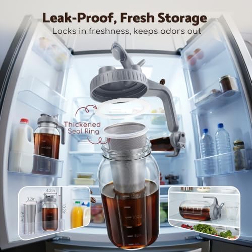 JunVpic Cold Brew Coffee Maker, 64 oz Glass Mason Pitcher