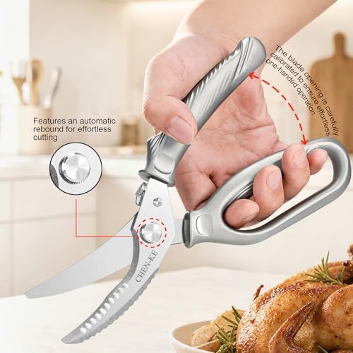 CHEN-KE Rust Resistant Heavy Duty Multipurpose Kitchen Shears-Silver